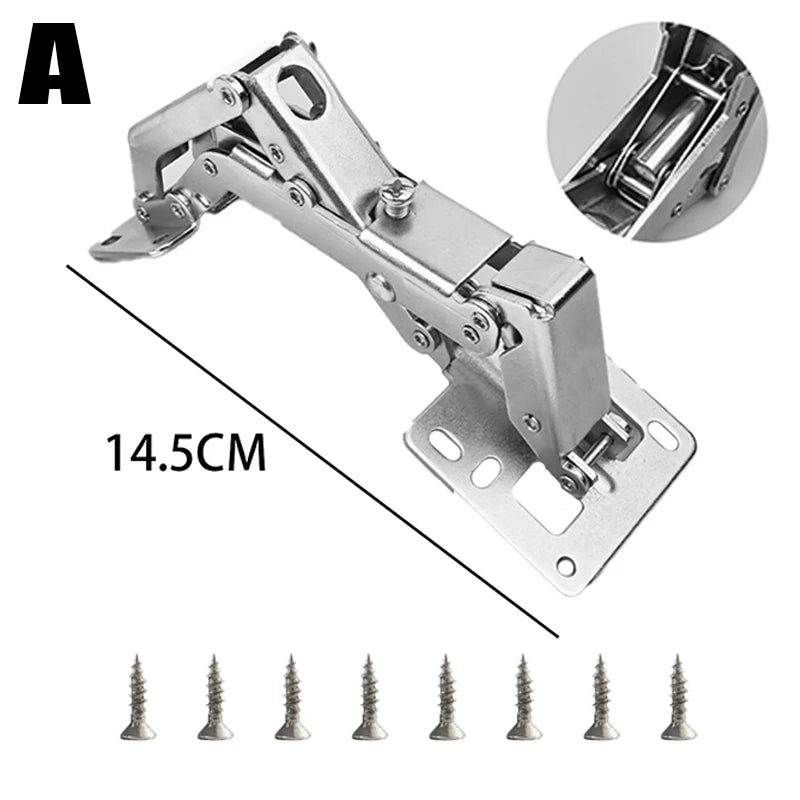 170° Frameless Soft Close Cabinet Hinges with Screws Heavy Duty Damping Buffer Closing Corner Cabinet Wardrobe Furniture Hinge