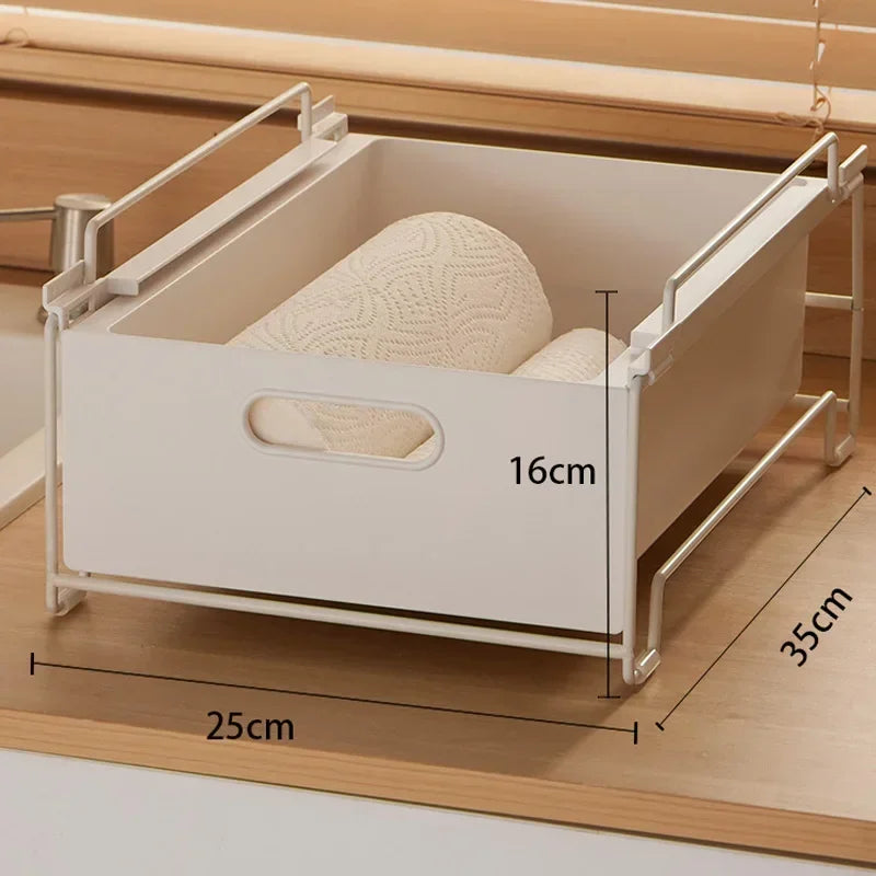 Kitchen Storage Rack with Slide Rails Pull-out Kitchen Drawer Type Storage Tray Spice Box Storage Rack Cabinets Organizer