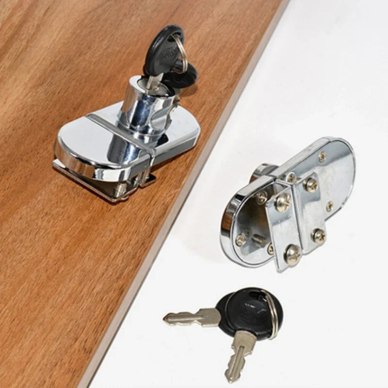New Glass Display Cabinet/Showcase Locks Zinc Alloy Single/Double Door No Need Drilling Easy To Install Home Tool