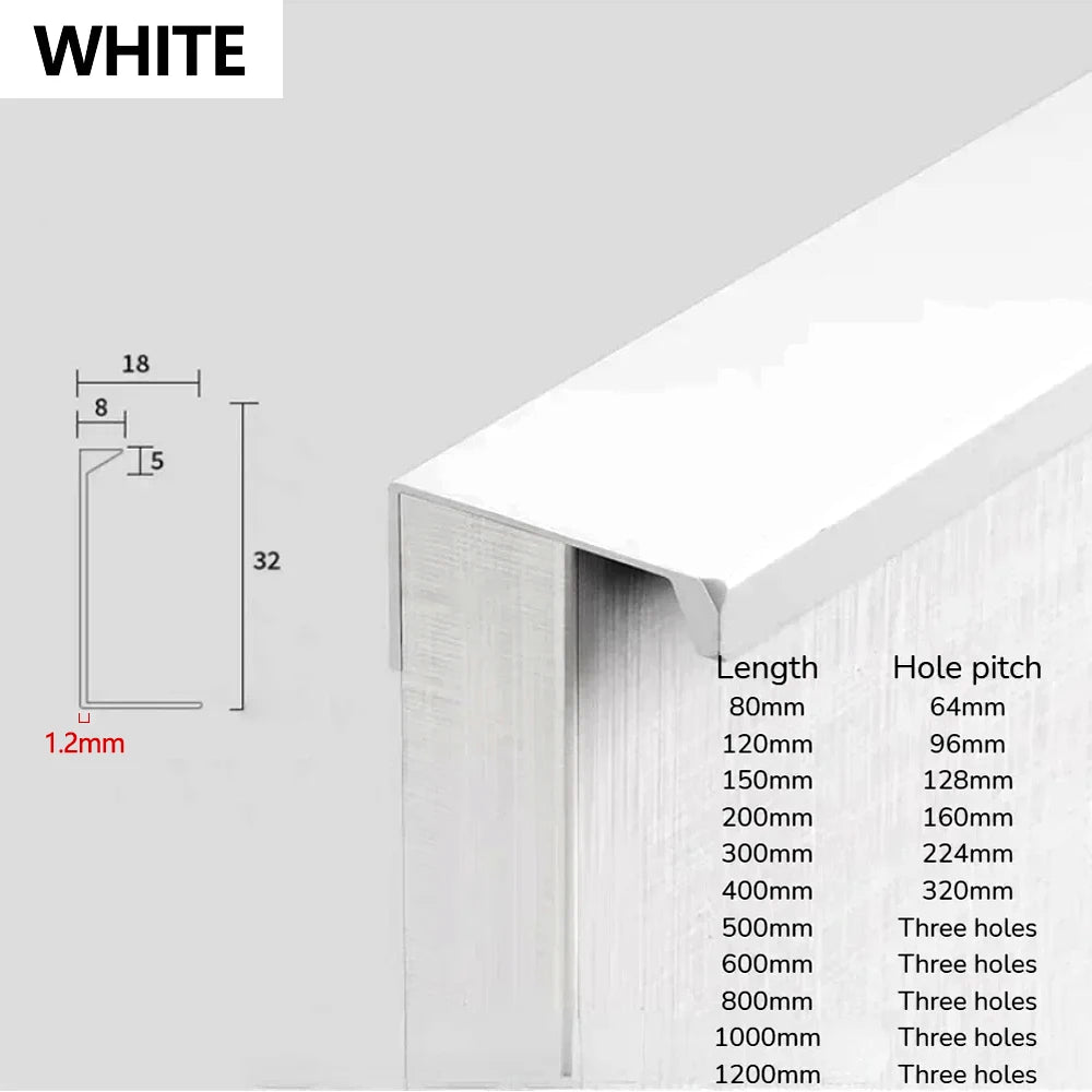 Hidden Handles for Furniture Kitchen Cabinet Handles Dresser Drawer Knobs Aluminum Alloy Wardrobe Cupboard Door Handle Hardware