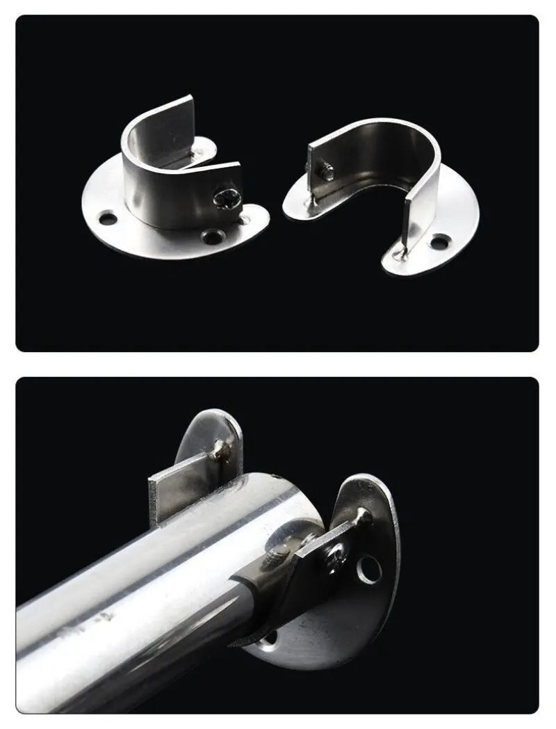 304 Stainless Steel Flange Seat Wardrobe Hanger Rod Fixing Hardware Accessories Curtain Rod Tube Hook Fixed Support Bracket Seat