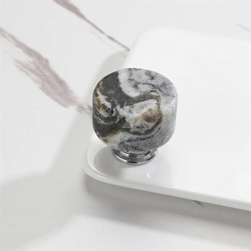 Cylindrical Modern Simple Cabinet Wardrobe Door Handle Drawer Aluminum Alloy Nordic Light Luxury Artificial Marble Handle