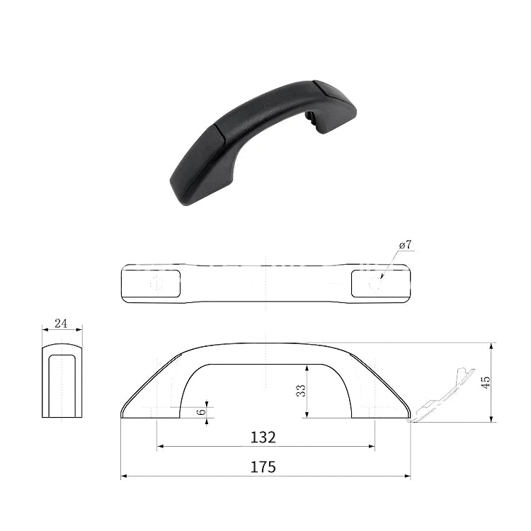 1/2X 175mm Grab Pull Door Handles With Hole Covers Trailer Caravan Motorhome Van Exterior Door Handles Parts Car Accessories