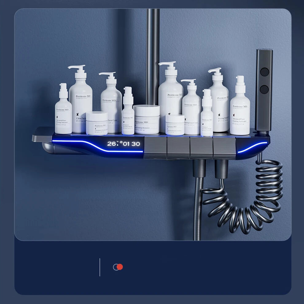 Piano Digital Bathroom Shower Set Senducs Hot Cold Bathroom Mixer Faucets System Brass Gun Grey Digital Piano Shower System