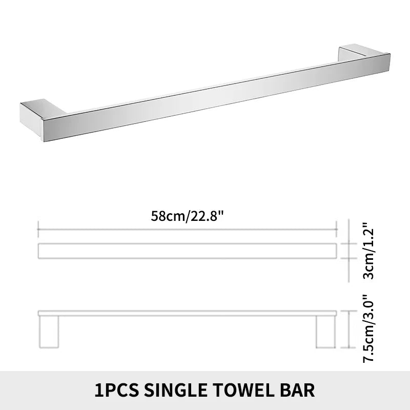 Stainless Steel Bathroom Accessories Wall Shelf Towel Bar Rack Rail Toilet Brush Roll Paper Holder Soap Dish Bathroom Hardware