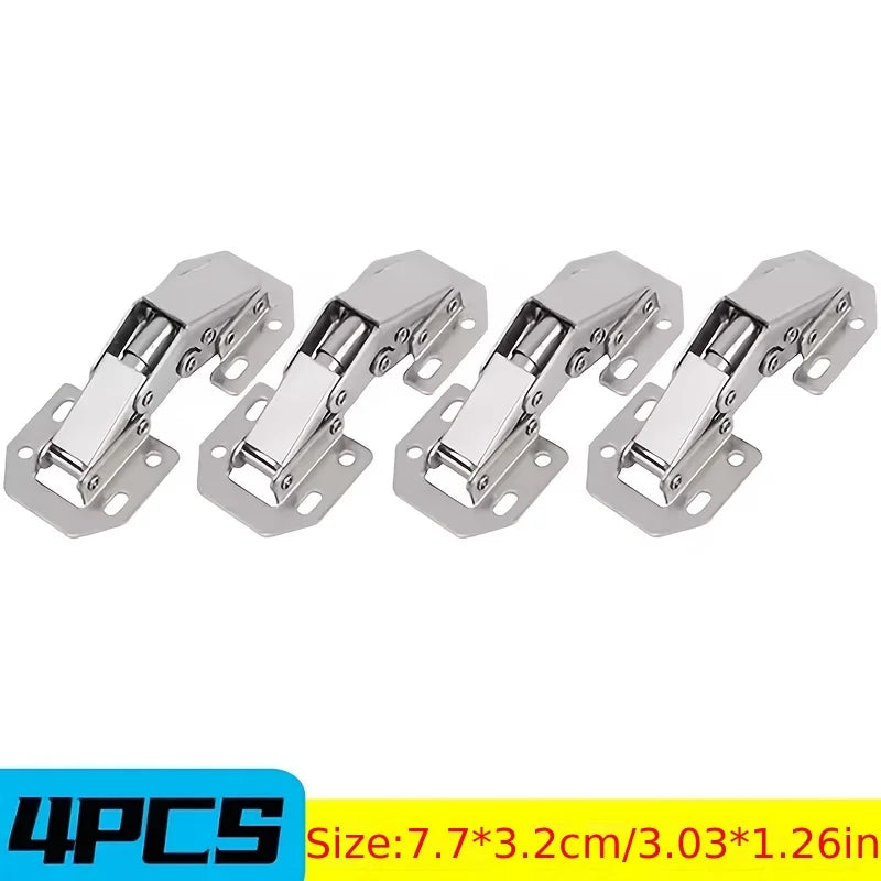 4/6PCS 90 Degree Steel Cabinet Hinges No-Drilling HoleHydraulic Buffer Hinge Kitchen Cabinet Cupboard Hinges Furniture Hardware