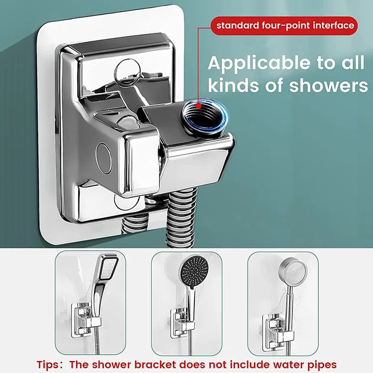 1pc Shower Head Holder Adjustable Wall Mounted Shower Holder Self-Adhesive Showerhead Handheld Bracket Bathroom  Accessories
