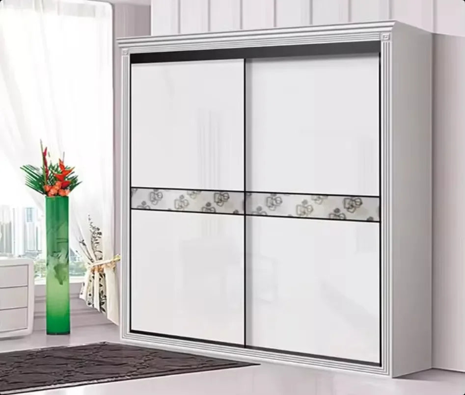 Sliding door slide rail aluminum alloy No slotting required thicken Dual track system Cam guide rail Pass through door slot