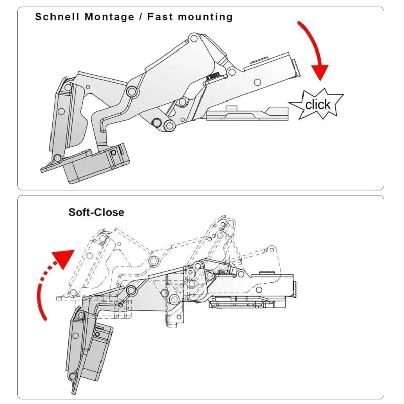 Upgrades Wide angles Hinge 165° with Soft Close Precisions Engineered Soft Close Hinges Feature & Height Adjustment
