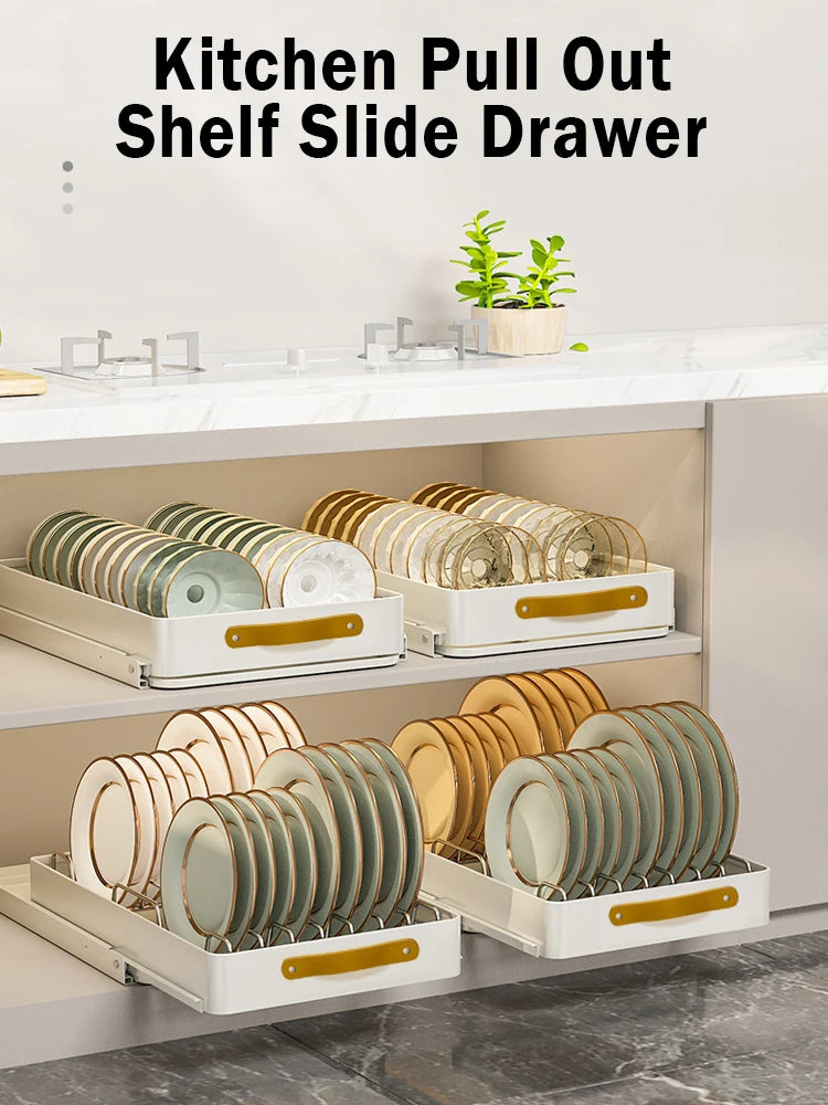 Kitchen Pull Out Shelf Slide Drawer Cabinet Slide out Shelf Dishes Organizer Cabinets Organizer with Handle Kitchen Drawer
