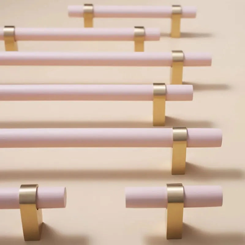 Wooden Cabinet Handles Pink White Drawer T Bar Knobs For Children's Room Brass Bookcase Wardrobe Pulls Modern Furniture Hardware