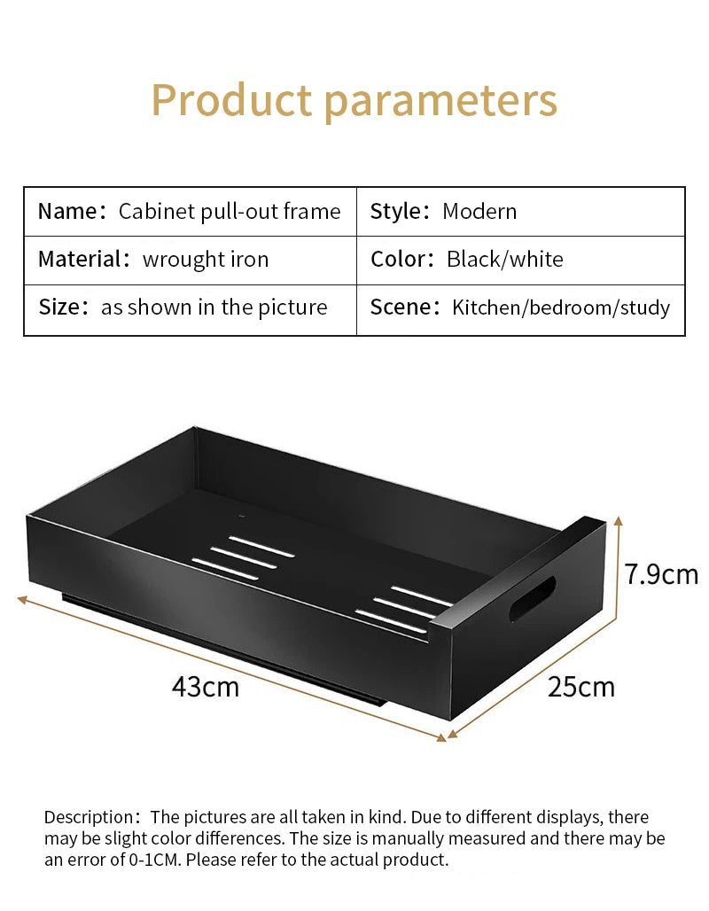 Pull-out Kitchen Drawer Type Storage Rack Multifunctional Storage Box with Sliding Rail Spice Pantry Shelves Drawer Kitchen Rack