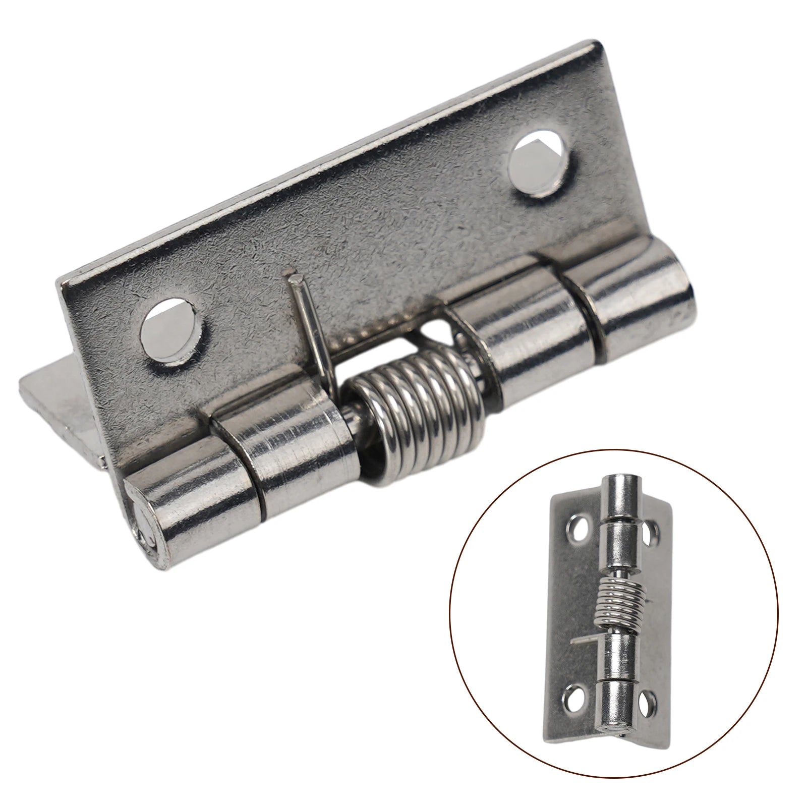 2pcs 1/1.5/2/3Inch Silver Spring Door Hinge Stainless Steel Self Closing Design Windows Cabinets Boxes Household Hardware