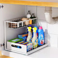 Under Sink 2 Tier Sliding Cabinet Basket Organizer Drawer Pull Out Cabinet Multi-Purpose  Sink Organizer for Bathroom Kitchen
