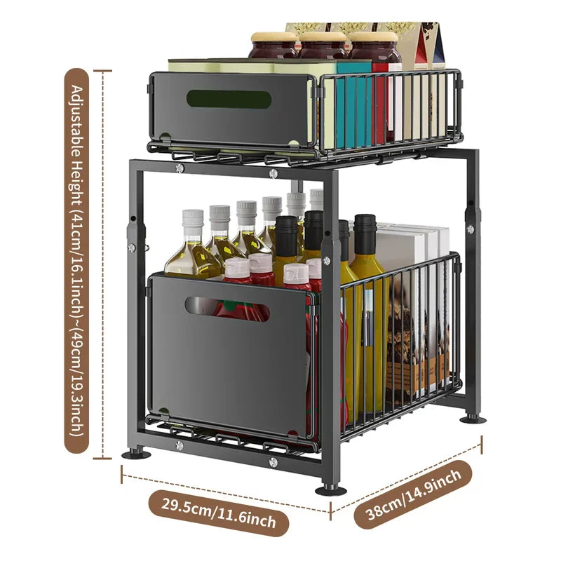 Slide-out storage rack,Cabinet pull-out storage basket,Punch-free storage rack with suction cups,Spice rack, cutlery rack