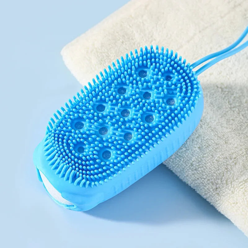 Bathroom brush silicone bath towel shower tool, labor-saving and convenient, double-sided bubble brush, sponge bath towel, house