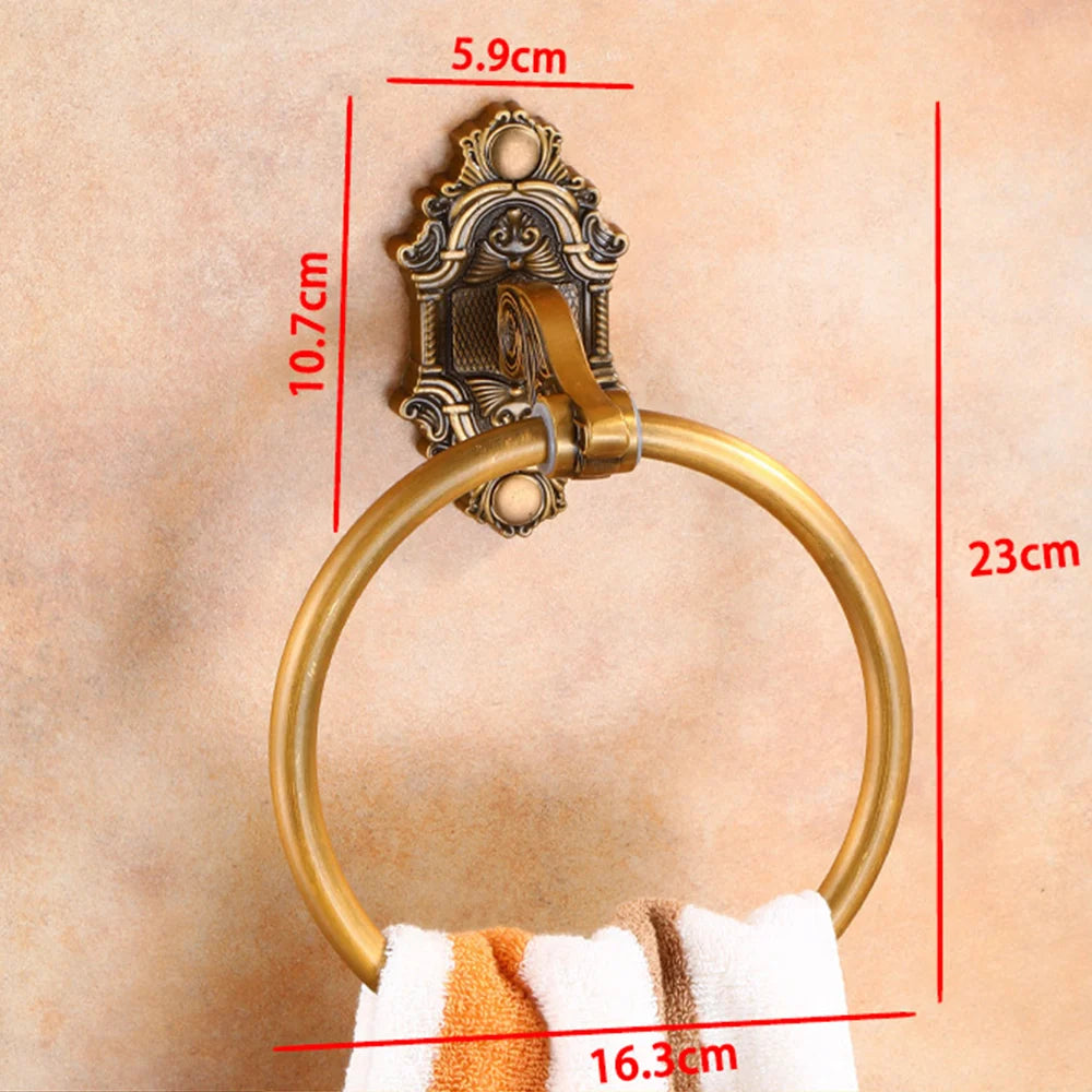 Bathroom Towel holder, Aluminium Wall Mounted Round Antique Brass Towel Ring Towel Holder Classic Bathroom Accessories