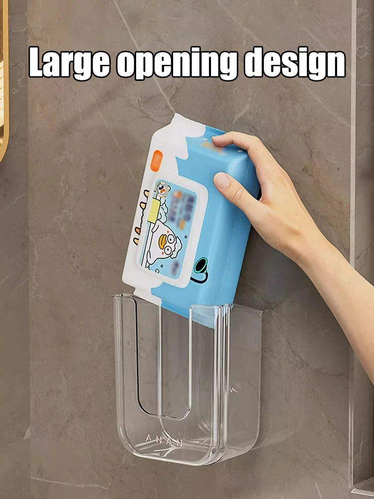 Bathroom Non Perforated Wall Mounted Wet Tissue Storage Box with Large Opening and Strong Load-bearing Capacity Storage Boxes