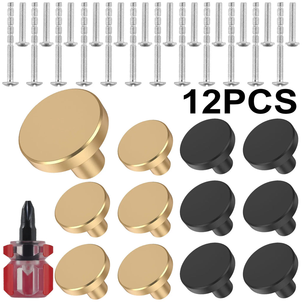 12Pcs Drawer Knob Set Gold Cabinet Knobs Aluminum Alloy Furniture Knob Handle for Cabinets Drawer Dresser Door 25x20x10mm