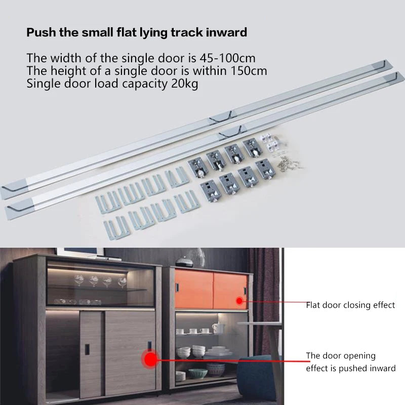 SSOUIM Sliding Door Track For Wardrobe Cabinet Hanging Cabinet With Smooth Gliding Bus Door Hardware Kit for Wooden Door