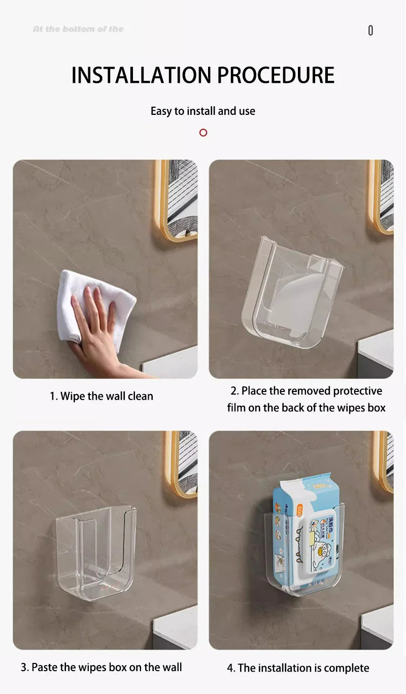 Bathroom Non Perforated Wall Mounted Wet Tissue Storage Box with Large Opening and Strong Load-bearing Capacity