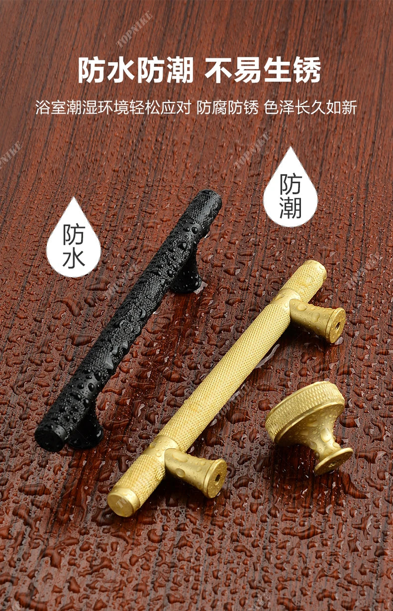 Simple Kitchen Cabinet Wardrobe Door Handles Drawer Knobs and Handles for Furniture Gold Black Knurled Nordic Style