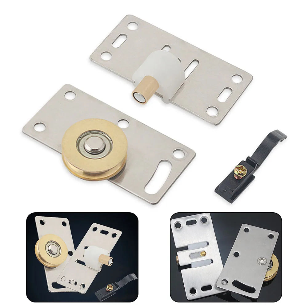 1pc Sliding Door Wheels Pulley Rollers 74x37mm Stainless Steel Furniture Hardware Wardrobe Sliding Door Adjustable Wheels
