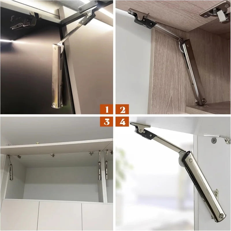 Heavy Duty Hydraulic Cabinet Hinge,45-105° Random Stop,Soft Closing Kitchen Hinges,Adjustable Door Support,Lift Up Door Hardware