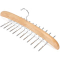 Tie Rack Tie Hanger 24 Hooks Wooden Tie Organizer, Tank Top Hanger, Belt Organizer for Closet,with Upgraded 360°Rotating, Belts