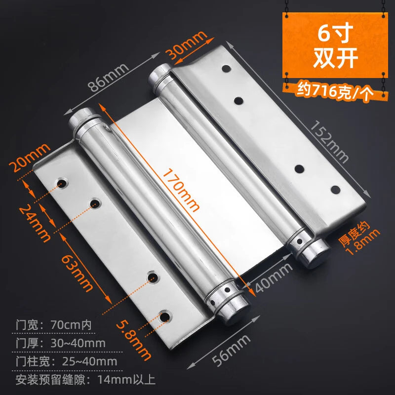 Stainless Steel Automatic Rebound Hinge Invisible Door Self-Closing Door Closer inside and outside Open Two-Way Spring Hinges
