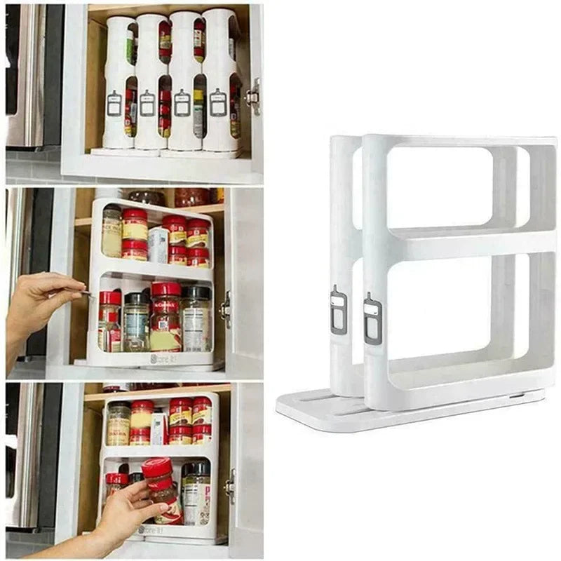 Multi-layer Storage Rotating Rack, Storage Rack Cabinet, Food Storage Rack, Pull-out Rotating Spice Rack, Spice Rack