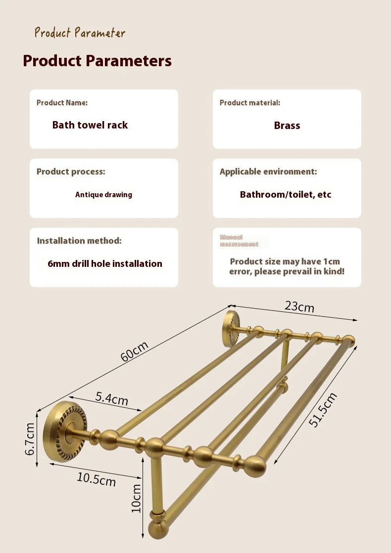 Antique Brushed Brass Bathroom Accessories Sets Towel Shelf Toilet Paper Holder Soap Holder Towel Rack Bathroom Hardware Sets