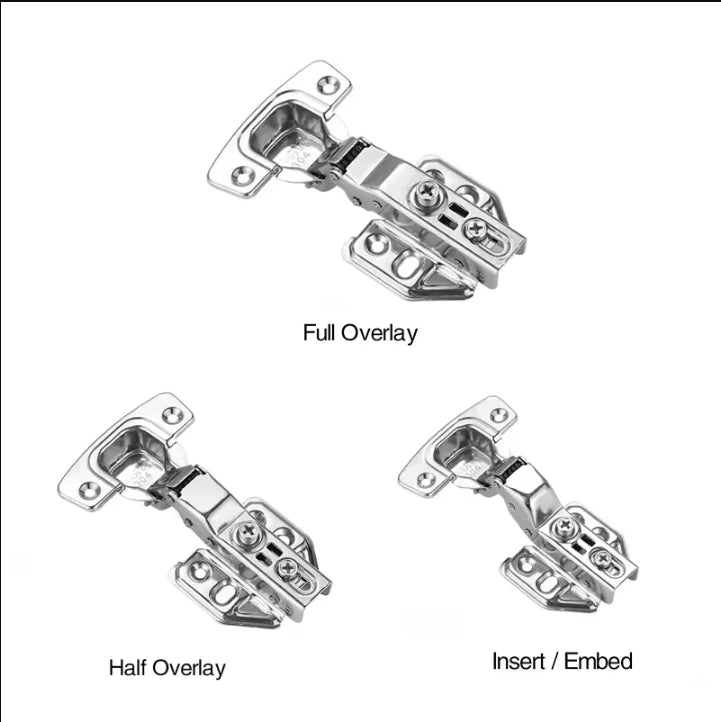 2-8 Pcs Stainless Steel Cabinet Door Hinges Hydraulic Damper Buffer Soft Close Quiet Wardrobe Door Concealed Hinges with Screws