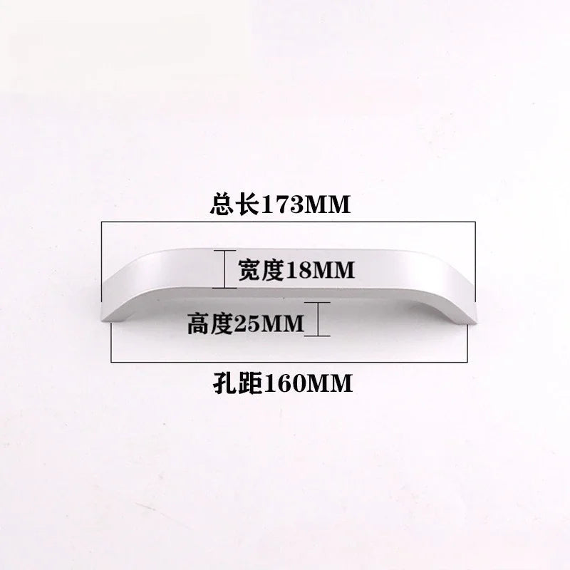 Modern Simple Handles for Furniture Silver Bedroom Wardrobe Dresser Nightstand Drawer Handles Kitchen Drawer Cabinet Handles