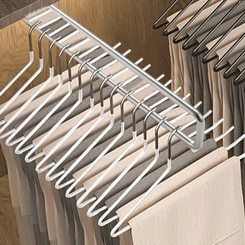 Retractable Closet Hangers Vertical Pull-Out Top Mounted Shallow Cabinet Hanging Rod for Trouser Storage No Hole Drilling Requir