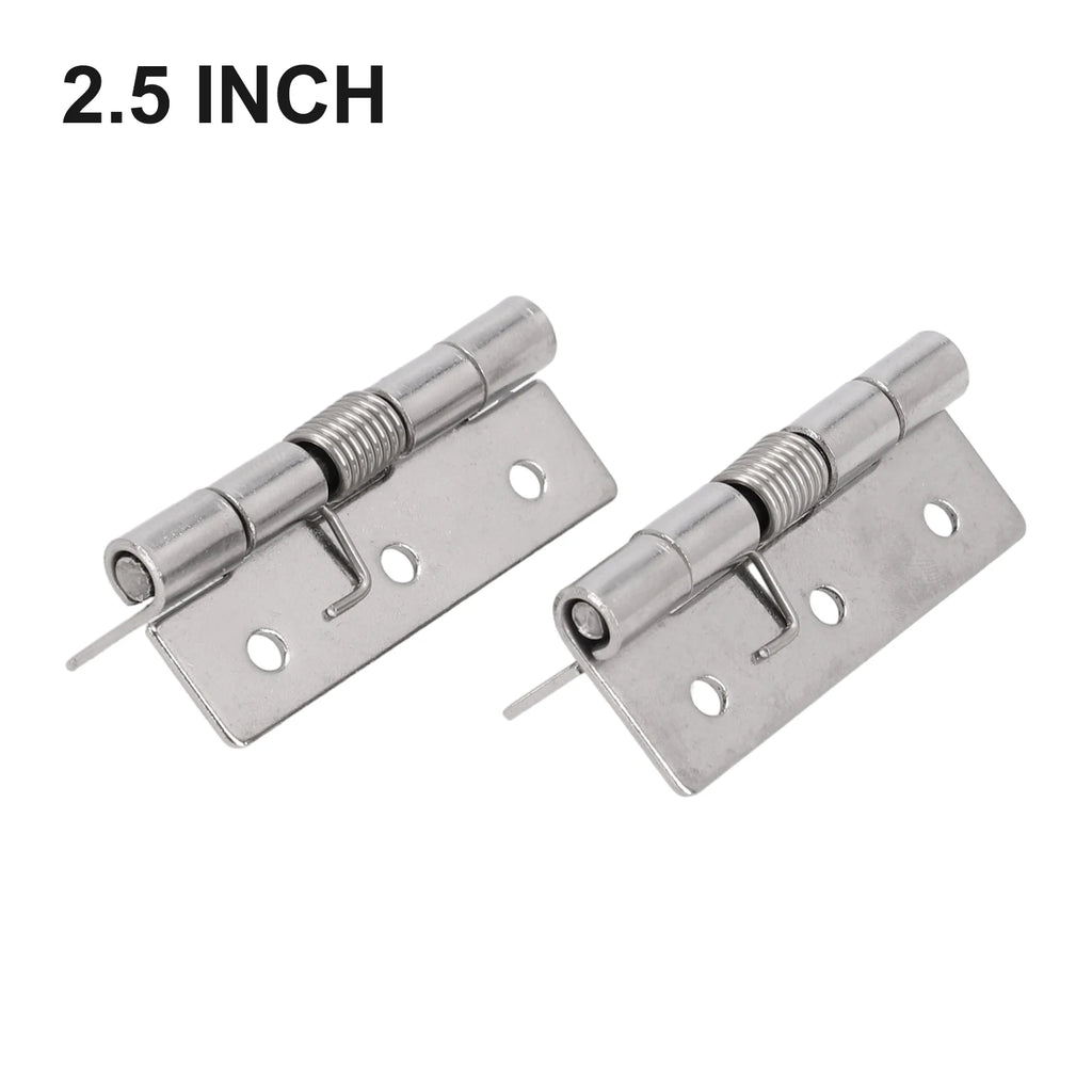 2pcs 1/1.5/2/3Inch Silver Spring Door Hinge Stainless Steel Self Closing Design Windows Cabinets Boxes Household Hardware