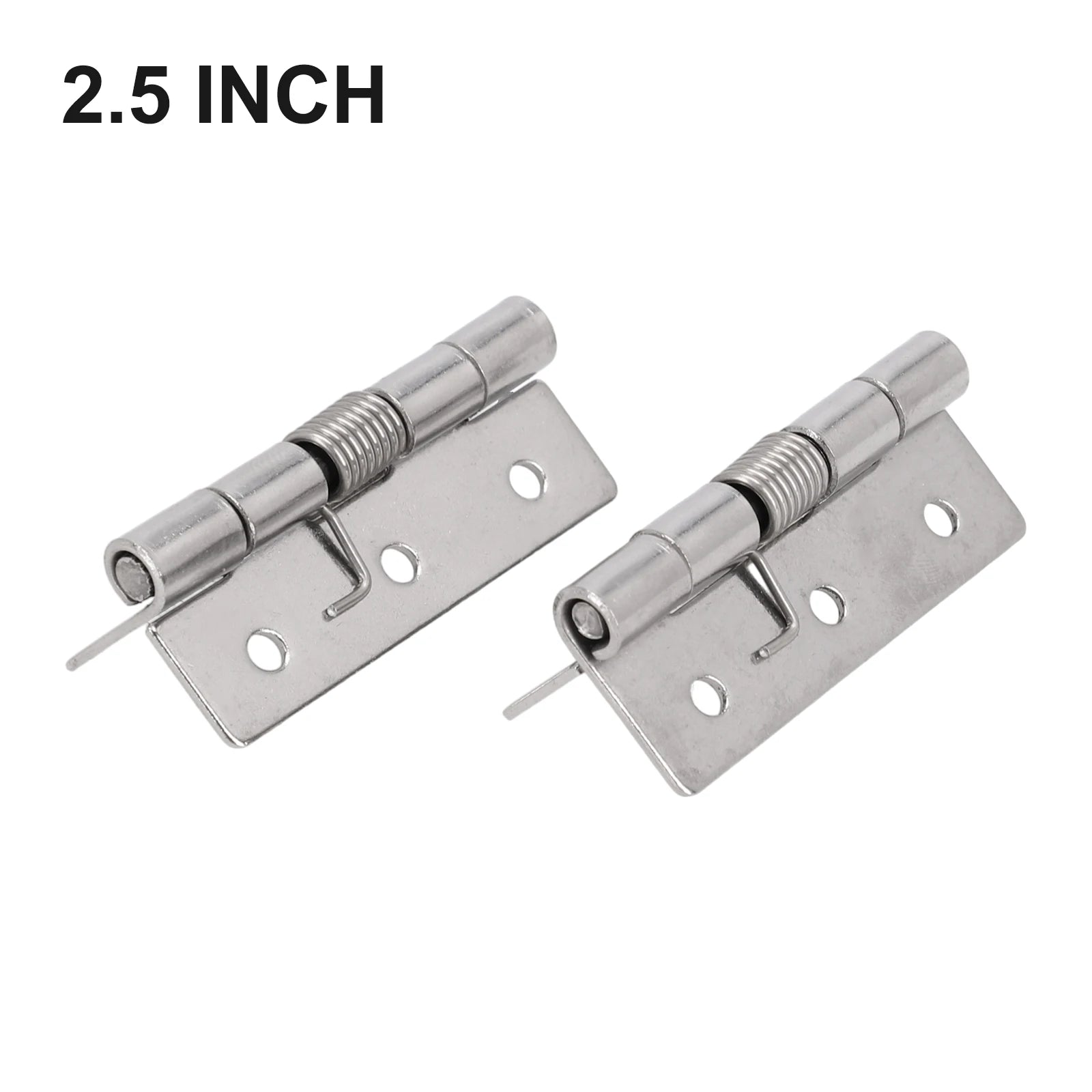 2pcs 1/1.5/2/3Inch Silver Spring Door Hinge Stainless Steel Self Closing Design Windows Cabinets Boxes Household Hardware