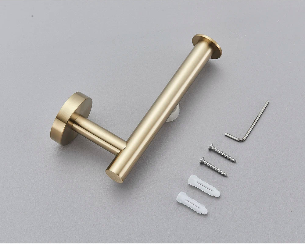 Brushed Gold Bathroom Accessories Towel Bar Bath Robe Hook Bathroom Hardware Set Shelf for Towels Paper Tissue Holder