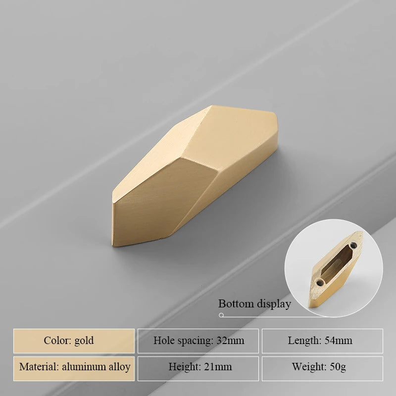 Modern Simple Geometric Design Golden Cabinet Handles Gray Drawer Knobs Kitchen Cupboard Door Handles Furniture Handles Hardware