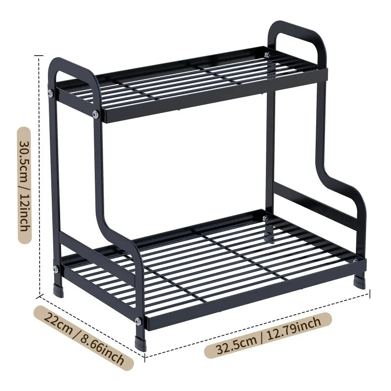 2 Tier Under Sink Organizer Sliding Cabinet Basket Organizer Storage Rack with Hooks Hanging Cup Bathroom Kitchen Organizer New
