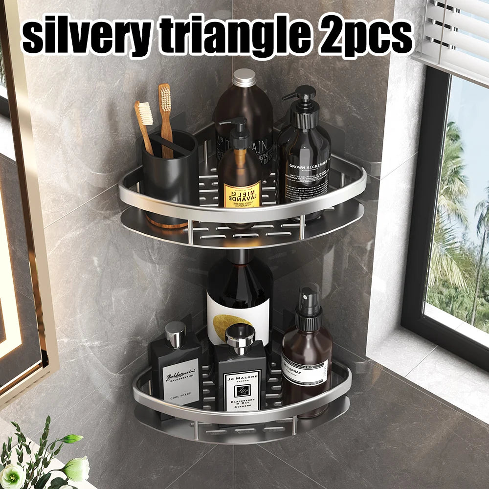 Bathroom Shelf Bathroom Towel Rack Shelves Wall Shower  Shampoo Rack No Drill Shelf Bathroom Tripod Storage Rack