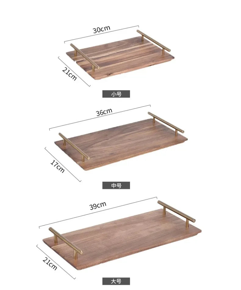 Kitchen Tray for Serving Food Trays for Desserts Dessert Tray With Handles Wooden Serve Storage Coffee Fruit Snack Drink Sweets