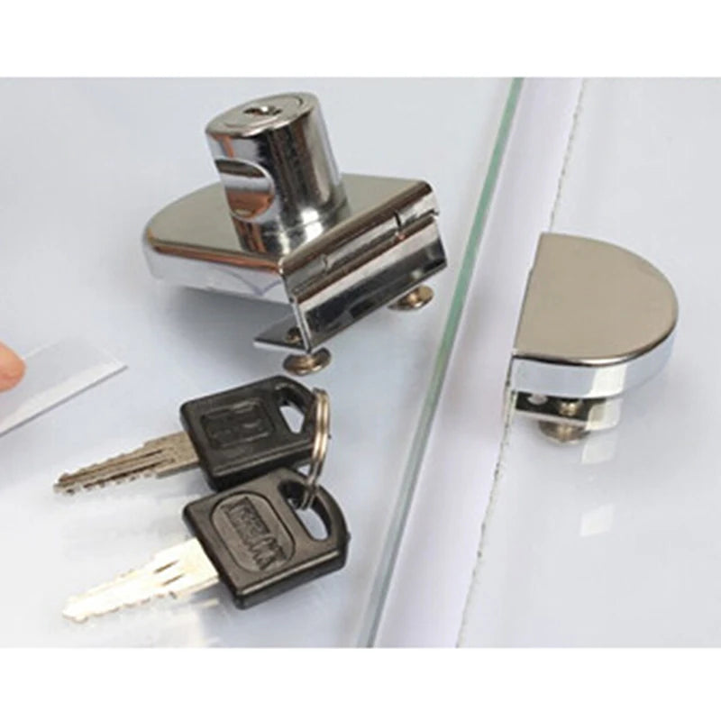 New Glass Display Cabinet/Showcase Locks Zinc Alloy Single/Double Door No Need Drilling Easy To Install Home Tool