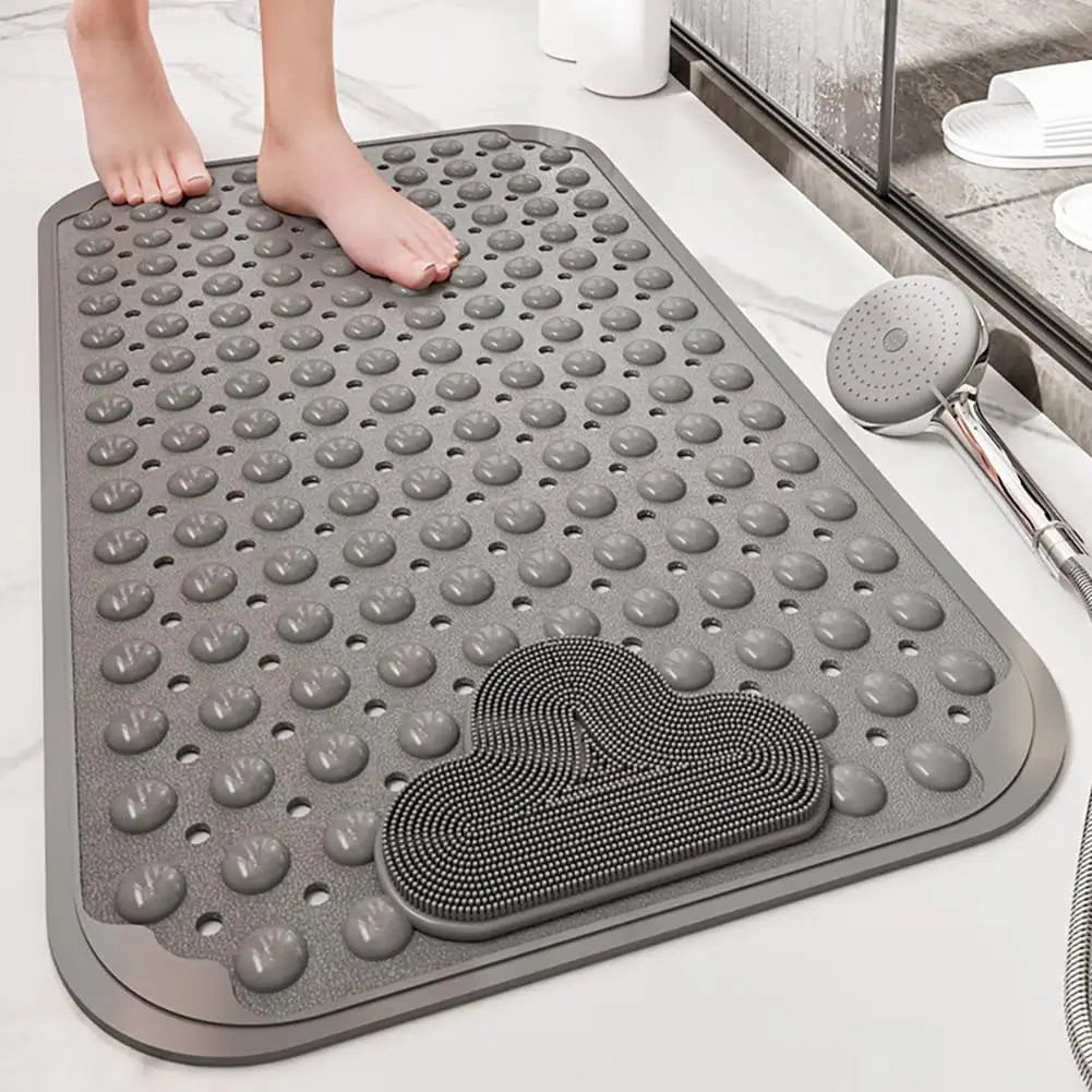 1Pc Shower Mat with Suction Cups and Drainage Holes, Shower Mat with Massage Cushion, Large Shower Bath Mat for Bathroom Shower