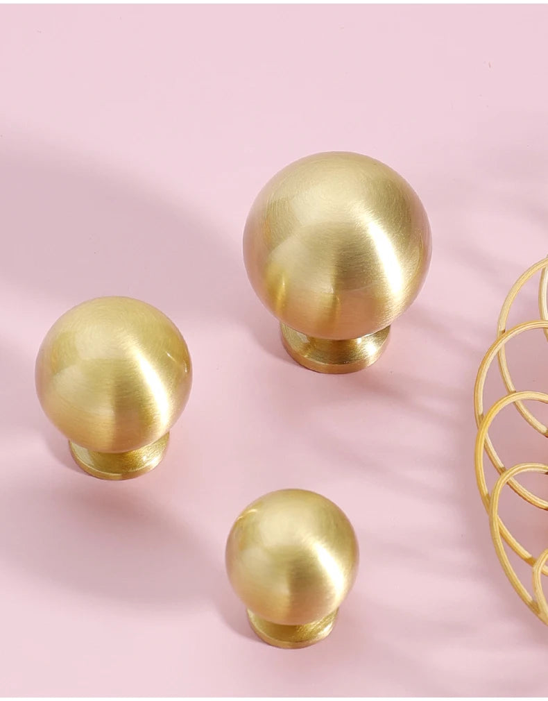 Brass Round Ball Furniture Handles Drawer Knobs Cabinet Gloden Wardrobe Door Pulls  Modern Minimalist Bathroom cabinet