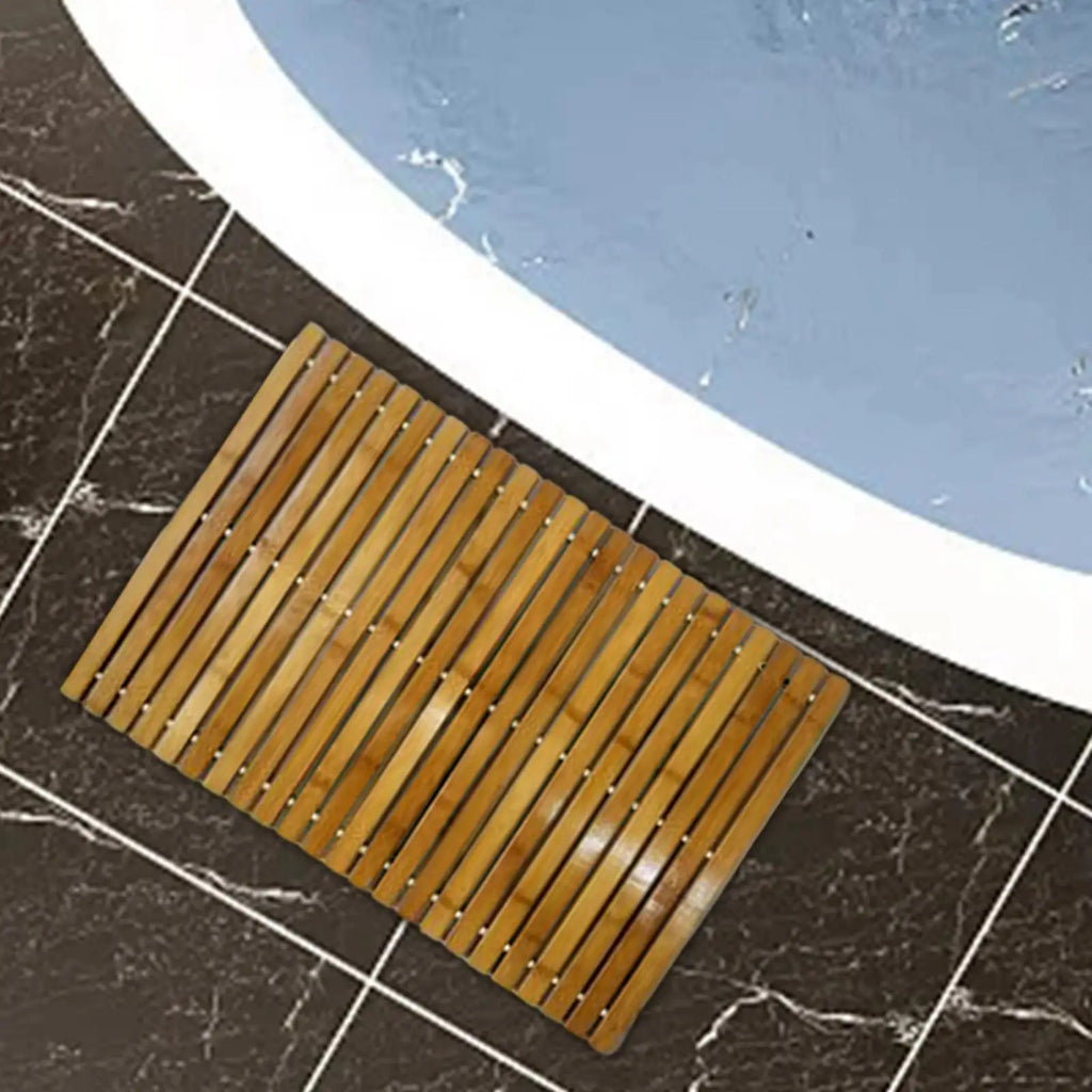 Natural Bamboo Wood Bath Mat Waterproof Floor Mat for Bathroom Toilet Pet Mat Bamboo bath mat large small for shower non slip