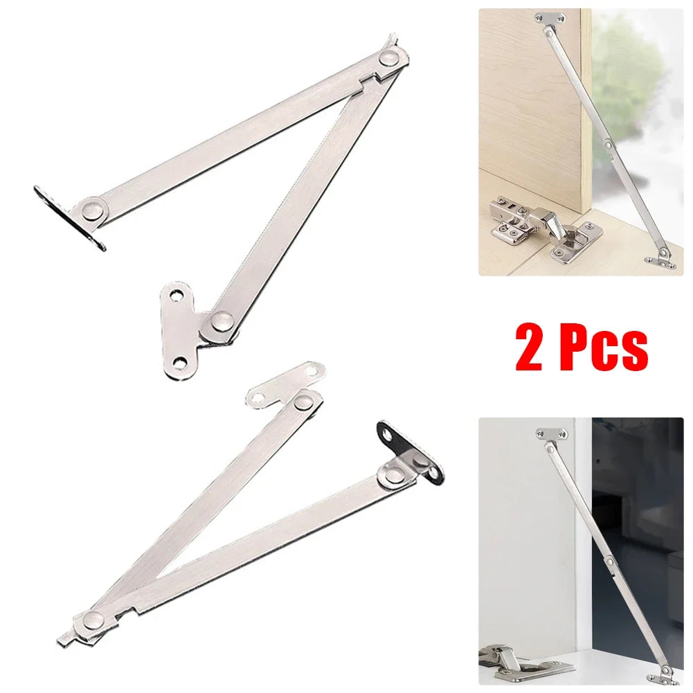 2pcs Folding Pull Rod Furniture Doors Close Lift Up Stay Support Hinge Stainless Steel Pull Rod Kitchen Hardware Accessories