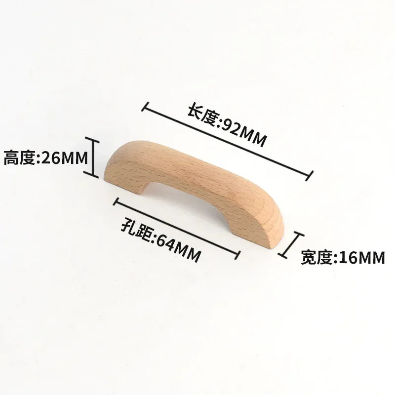 Drawer Furniture Wooden Door Cupboard Handles  Solid Wood Kitchen Cabinet Handle Drawer Knobs for Furniture