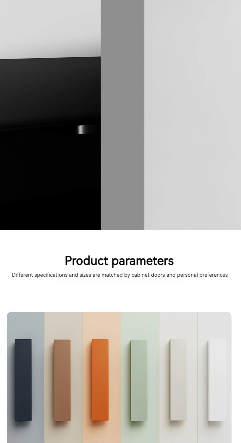 Modern Minimalist Long Door Handles, Drawers, Wardrobes, Hidden Handles, Non Perforated Cabinets, Black Edge Sealing Handles