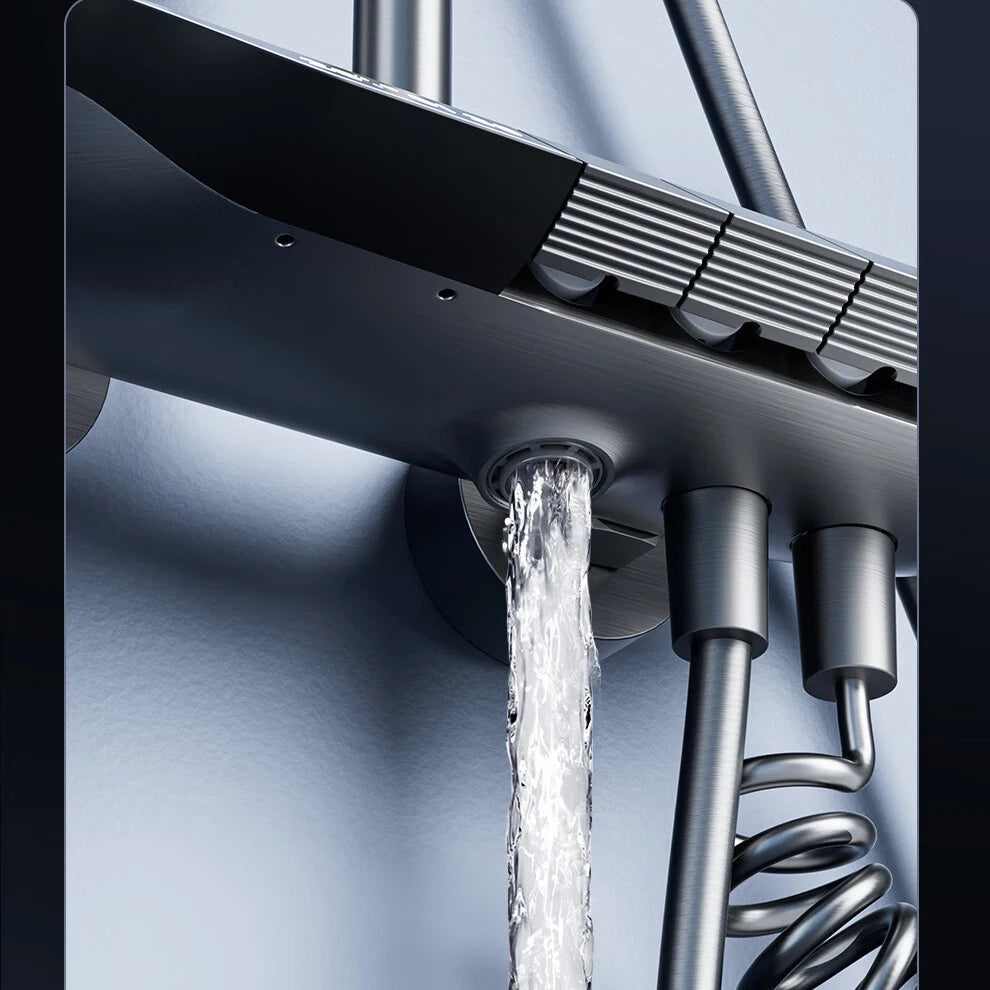 Piano Digital Bathroom Shower Set Senducs Hot Cold Bathroom Mixer Faucets System Brass Gun Grey Digital Piano Shower System